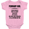 Super February Girl Baby Onesie