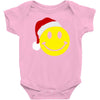 smiley face wears santa hat merry christmas Baby Onesie
