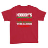 nobody's walking out on this fun old fashioned family christmas we're Youth Tee