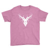 deer head vector white logo Youth Tee