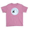 Biker Dinosaur - Dinosaur Riding A Bike To The Moon Youth Tee