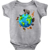 animal polygon around the planet Baby Onesie