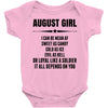 Super August Girl Baby Onesie