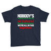 nobody's walking out on this fun old fashioned family christmas we're Youth Tee
