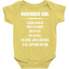 Super November Girl Baby Onesie
