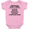 Smartass July Girl Baby Onesie