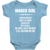 Super March Girl Baby Onesie