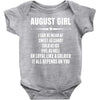 Super August Girl Baby Onesie