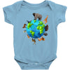 animal polygon around the planet Baby Onesie
