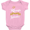 kings are born in september Baby Onesie