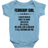 Super February Girl Baby Onesie