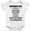 Super November Girl Baby Onesie