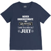 never underestimate an old man who was born in july V-Neck Tee
