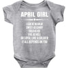 Super April Girl Baby Onesie