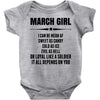Super March Girl Baby Onesie