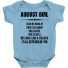 Super August Girl Baby Onesie