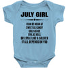 Super July Girl Baby Onesie