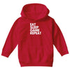 eat sleep game repeat Youth Hoodie