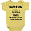 Super March Girl Baby Onesie