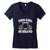 This Girl Loves Her Husband Women's V-Neck T-Shirt