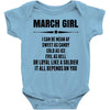 Super March Girl Baby Onesie