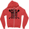 Real Men Coach Girls Softball Dad Zipper Hoodie